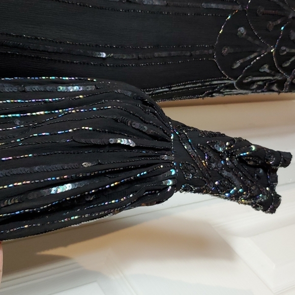 VINTAGE SILK Sequins bubble sleeve dress - Picture 6 of 15